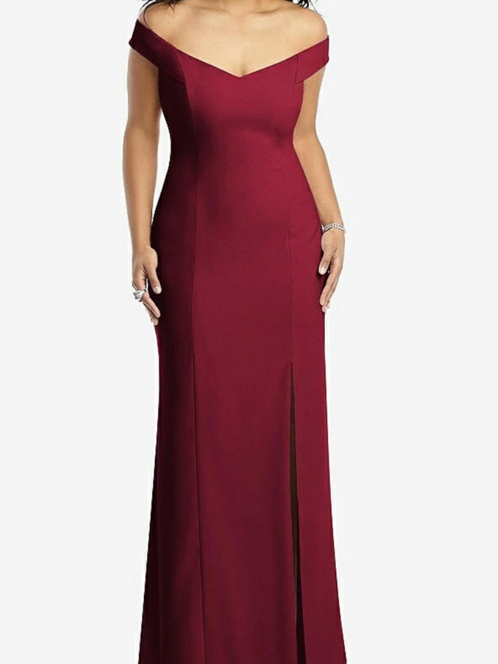 Dessy 3012...Off-the-Shoulder Criss Cross Back Trumpet Gown...Burgundy...Sz 4